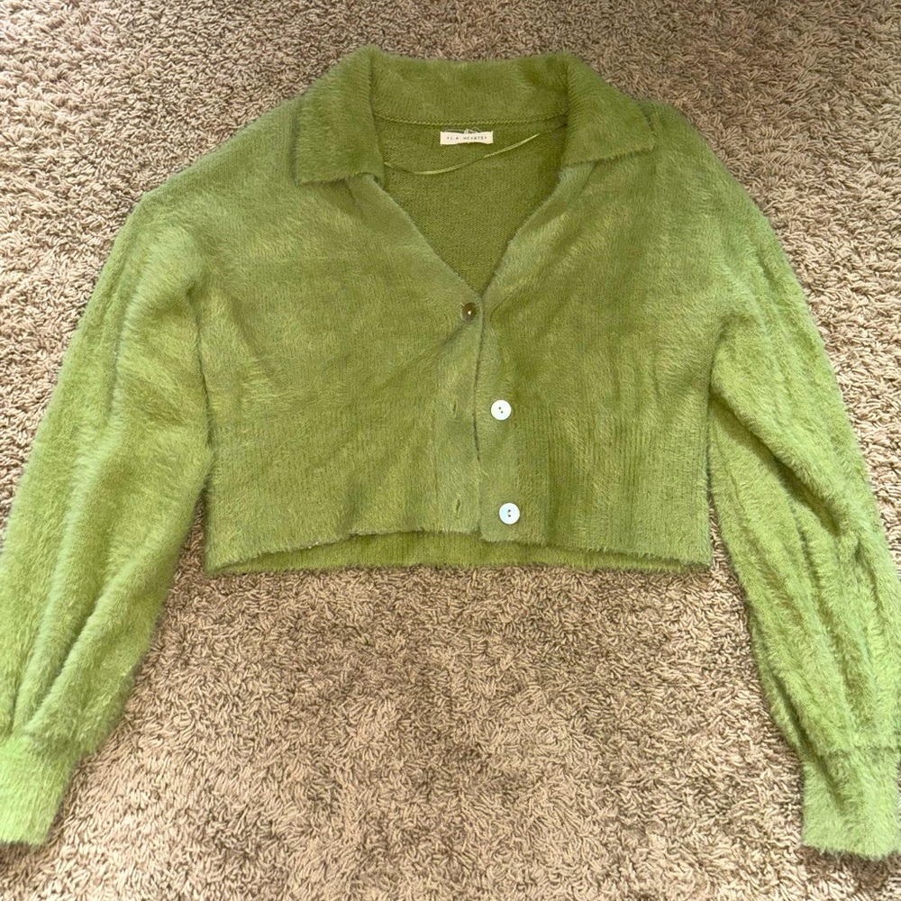 L.A. Hearts Green Crop Cardigan!